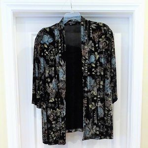 Vikki Vi Print 3/4 Sleeve Open Front Jacket